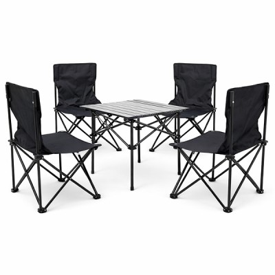 Стіл +4 стільці розкладні туристичні Folding table and chair AND 70-50 Чорний