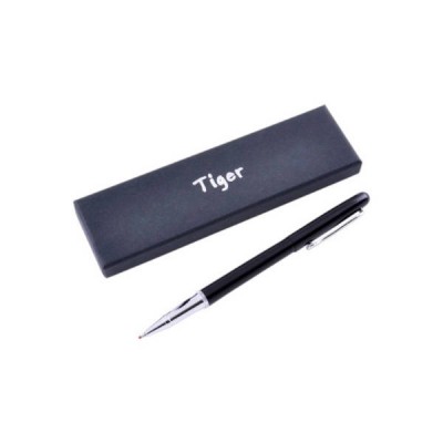 Ручка кулькова металева в подарунковому футлярі Tiger 3243 Чорна із сірим
