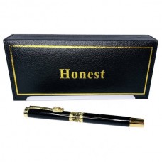 Ручка кулькова металева в подарунковому футлярі Honest 3217 Чорна із золотими вставками