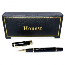 Ручка кулькова металева в подарунковому футлярі Honest 5528 Чорна із золотими вставками