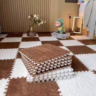 Килимок-пазл плюшевий 30×30см 10шт/уп floor mat AND 5579 Коричневий
