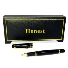 Ручка кулькова металева в подарунковому футлярі Honest 2021 Чорна із золотими вставками