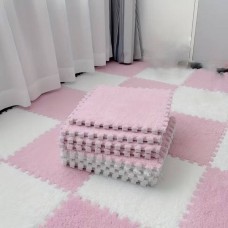 Килимок-пазл плюшевий 30×30см 10шт/уп floor mat AND 5579 Рожевий