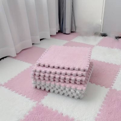 Килимок-пазл плюшевий 30×30см 10шт/уп floor mat AND 5579 Рожевий