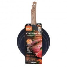 Набір сковорідок з антипригарним покриттям 3шт з Frying Pan Cookware Set RAF R80008 Чорні