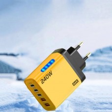 Зарядний пристрій блок живлення 240W 3*Type C, 2*Usb Жовтий