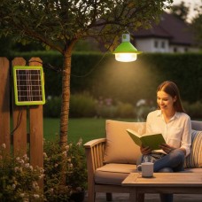 Комплект для освітлення сонячна панель + 2 світильники Solar Білий із салатовим