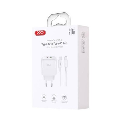 Мережевий зарядний пристрій XO L137 PD20W/QC18W 1USB-A+1USB-C Fast Charging Charger Біле