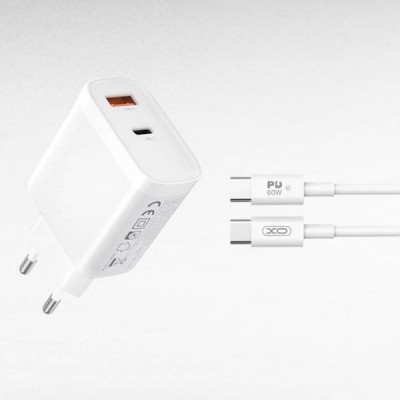 Мережевий зарядний пристрій блок живлення XO L116 PD30W/QC18W 1USB-C+1USB-A fast charging charger with Micro cable
