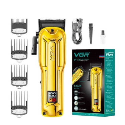 Машинка для стрижки з LED-дисплеєм та 4 змінними насадками 2500 mAh VGR V-138 GOLD Золота