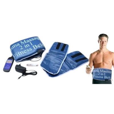 Пояс-масажер для схуднення з функцією підігріву SAUNA MASSAGER 2IN1 FITNESS BELT Синій