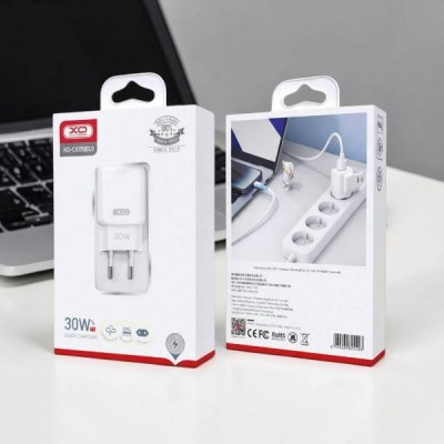 Мережевий зарядний пристрій блок живлення XO CE05 PD30W+QC3.0 18W fast charger