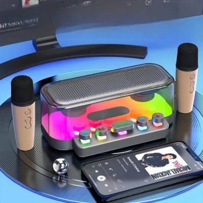 Колонка з 2 мікрофонами та RGB підсвічуванням IPX5 Сіра