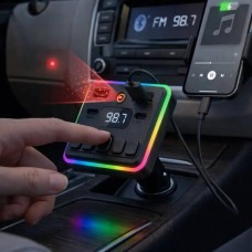 Трансмітер FM-модулятор автомобільний з лазерним підсвічуванням MOD MS7 Чорний