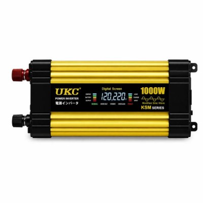 Перетворювач 1000W 12V AC/DC KSM LCD+2 USB Чорний з жовтим