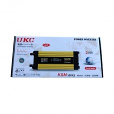 Перетворювач 1500W 12V AC/DC KSM LCD+2 USB Чорний з жовтим