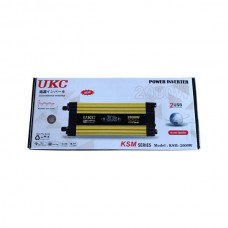 Перетворювач 2000W 12V AC/DC KSM LCD+2 USB Чорний з жовтим