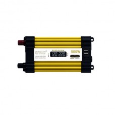 Перетворювач 500W 12V AC/DC KSM LCD+2 USB чорний з жовтим