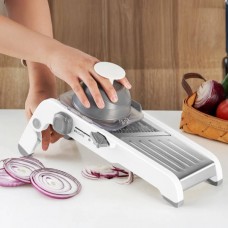Терка-овочерізка з 18 змінними насадками MULTIFUNCTIONAL MANDOLIN SLICER A43 Біла з сірим