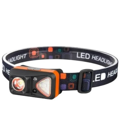 Ліхтар налобний з датчиком руху W-18-XPG+6SMD white/red Чорний