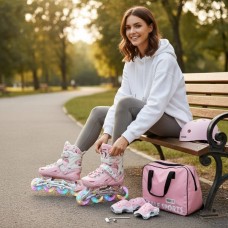 Ролики дитячі розсувні з повним комплектом захисту 34-38 Scale Sports Pink LF 605 Рожеві