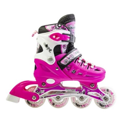 Ролики дитячі розсувні з повним комплектом захисту 29-33 Scale Sports Pink Яскраво-рожеві