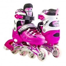Ролики дитячі розсувні з повним комплектом захисту 34-37 Scale Sports Pink Яскраво-рожеві