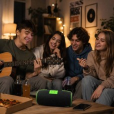 Bluetooth-колонка акумуляторна USB, TF-карта, AUX 15Вт Gedi-128 Чорна із салатовим
