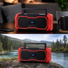Колонка портативна акумуляторна з мікрофоном та ліхтариком Bluetooth TS-5576 Чорна з червоним