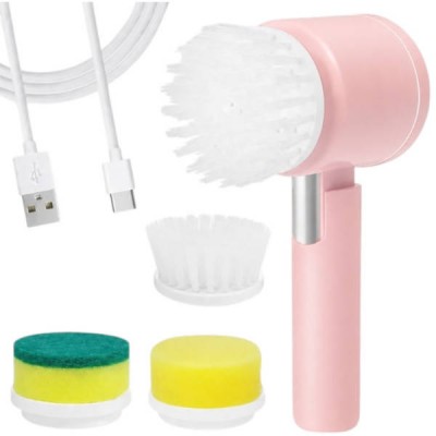 Щітка для прибирання та миття акумуляторна Folding cleaning brush Рожева