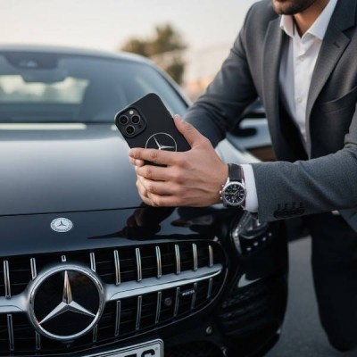 Чохол Brand's Car soft-touch+metal logo iPhone 12 Mercedes-Benz
