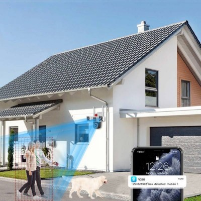 Камера відеоспостереження з 3 лінзами огляд 360 Wi-Fi Сіра