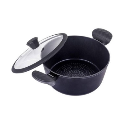 Каструля з алмазним антипригарним покриттям та кришкою EDENBERG EB-3488 6.7л Чорна