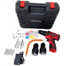 Шуруповерт акумуляторний з насадками KRAFFTEC 24V Чорний з червоним