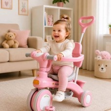 Велосипед триколісний Baby Carriage 588 з батьківською ручкою та кошиком Рожевий