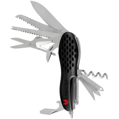 Ніж складаний туристичний мультитул 11в1 Traveler K5011 GSC Black Чорний