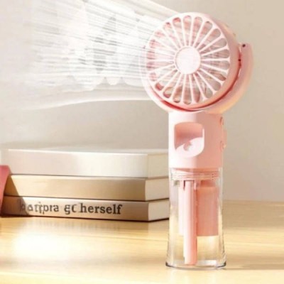 Ручний акумуляторний вентилятор із розпиленням води Steering spray fan Рожевий