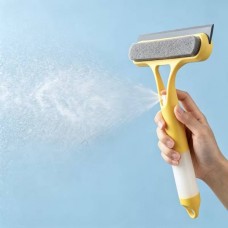 Щітка для миття вікон із пульверизатором (водозгін, стяжка) Economix Cleaning Жовта