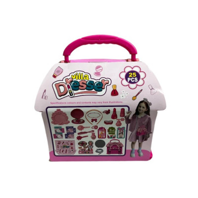 Дитячий косметичний набір сумка для макіяжу із дзеркалом Kids Pretend Toy Bag Рожевий