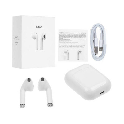 Бездротові bluetooth навушники TWS з додатковою станцією HBQ i8 white