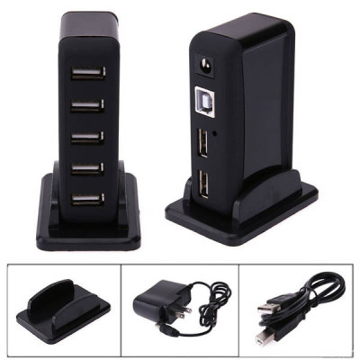 Хаб USB + 7 портів + ​​адаптер black