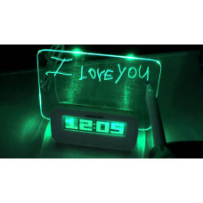 Настільний цифровий годинник Foton з дошкою для записів LED clock Green