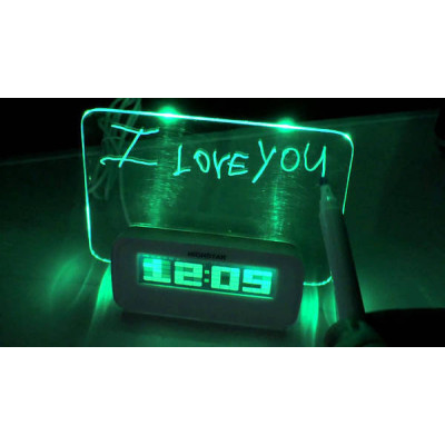 Настільний цифровий годинник Foton з дошкою для записів LED clock Green