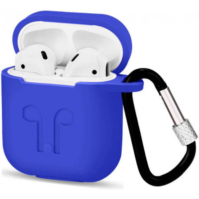 Чохол для AirPods силіконовий з карабіном Синій