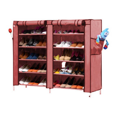 Тканинна подвійна шафа для взуття Shoe Cabinet 5 Layer 6510 Червона