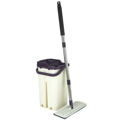 Комплект для прибирання відро та швабра з віджимом EasyMop Бежево-фіолетовий