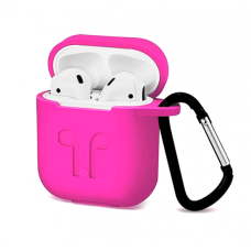 Чохол для AirPods силіконовий з карабіном Малиновий
