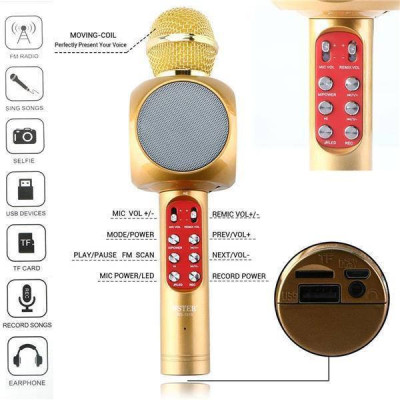 Караоке мікрофон bluetooth WS-1816 Gold