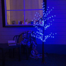 Нічник Дерево Сакури 160LED 1,5 м білий стовбур, Синій колір