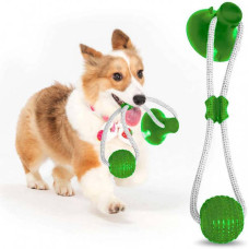 Іграшка для собак канат на присосці з м'ячем Pet molar toys Зелена